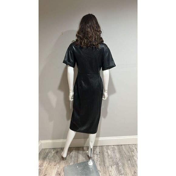 Elie Tahari Vegan Leather Midi Dress Size 6 - Picture 5 of 7